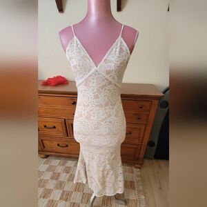 Laced white midi dress